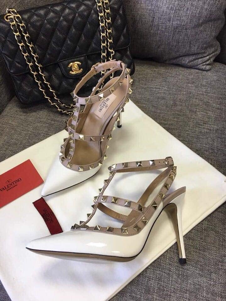 Valentino Patent Rockstud Caged Pump 100Mm Light Ivory Zw2S0393Vnwl62 view 9