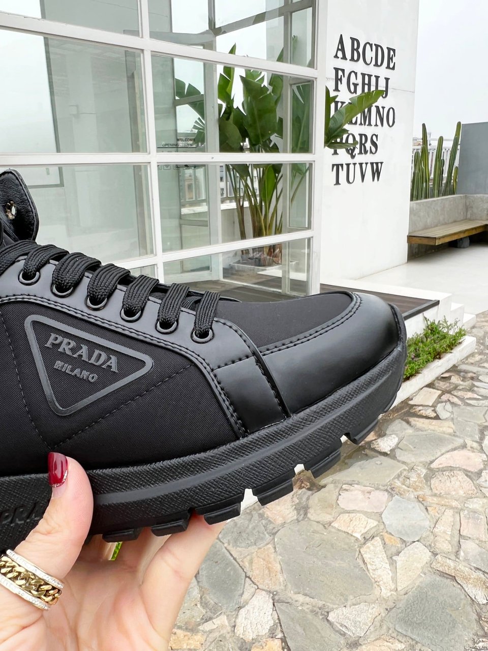 Prada Prax 01 Re-Nylon And Brushed Leather Sneakers Black 4T35923Lf5F0002 view 10