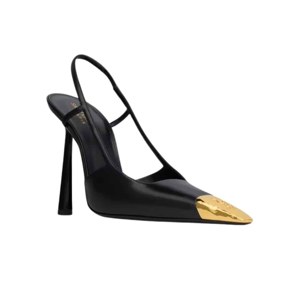 Saint Laurent Jeanne Slingback Pumps Black And Gold 800164Aadx21000 view 2