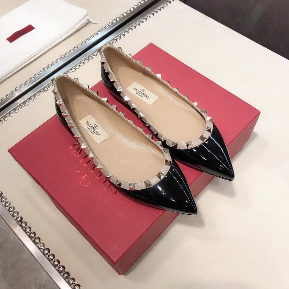 Valentino Patent Rockstud Ballet Flat Black Zw2S0403Vnwn91 view 6