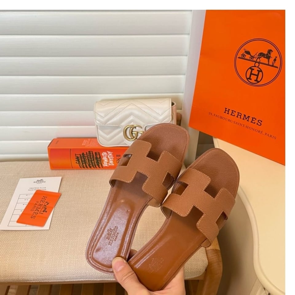 Hermes Slippers Flat Oran Brown H021056Z view 6