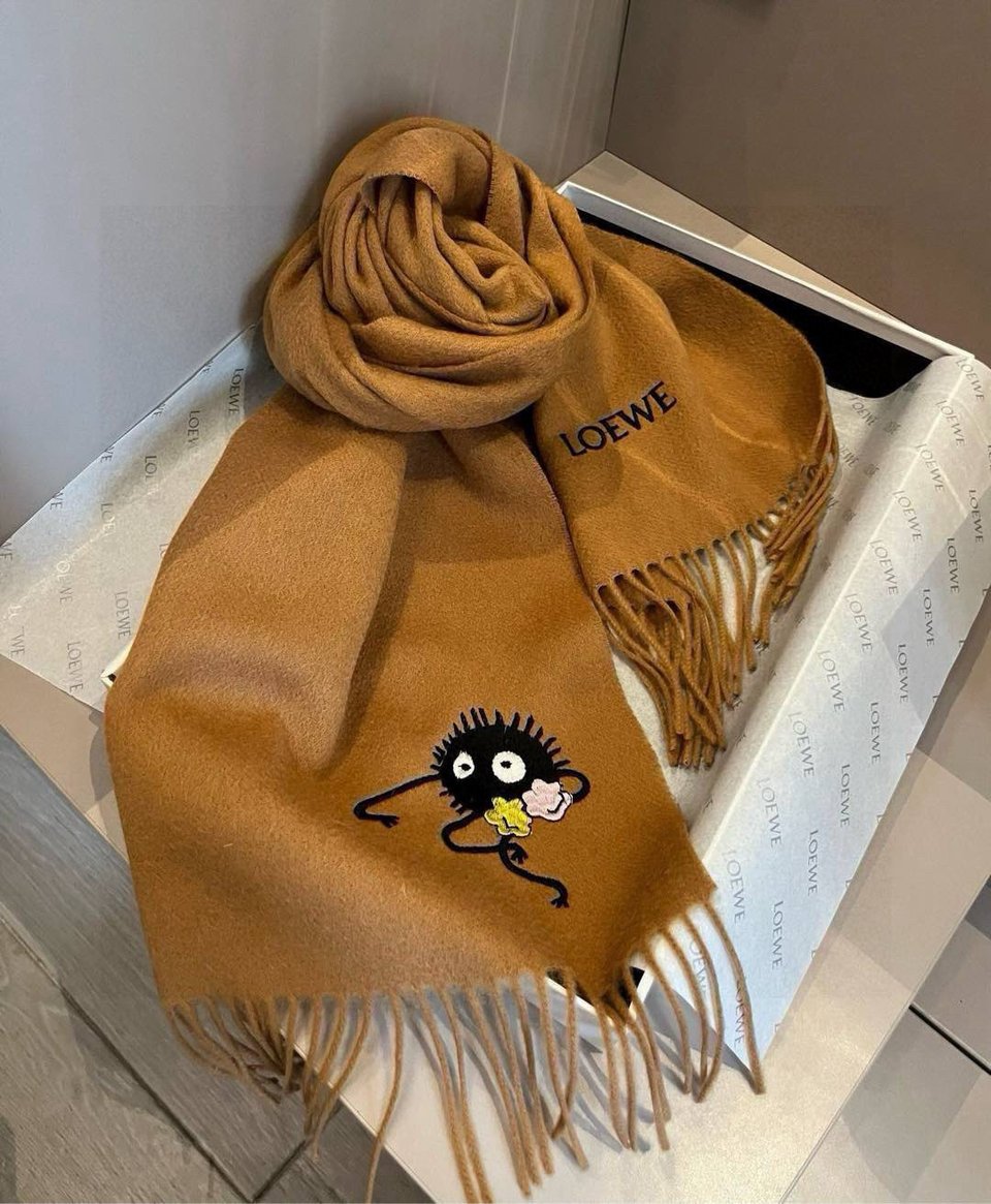 Loewe Mohair Scarf Soot Sprite Brown For Women 180cm view 2