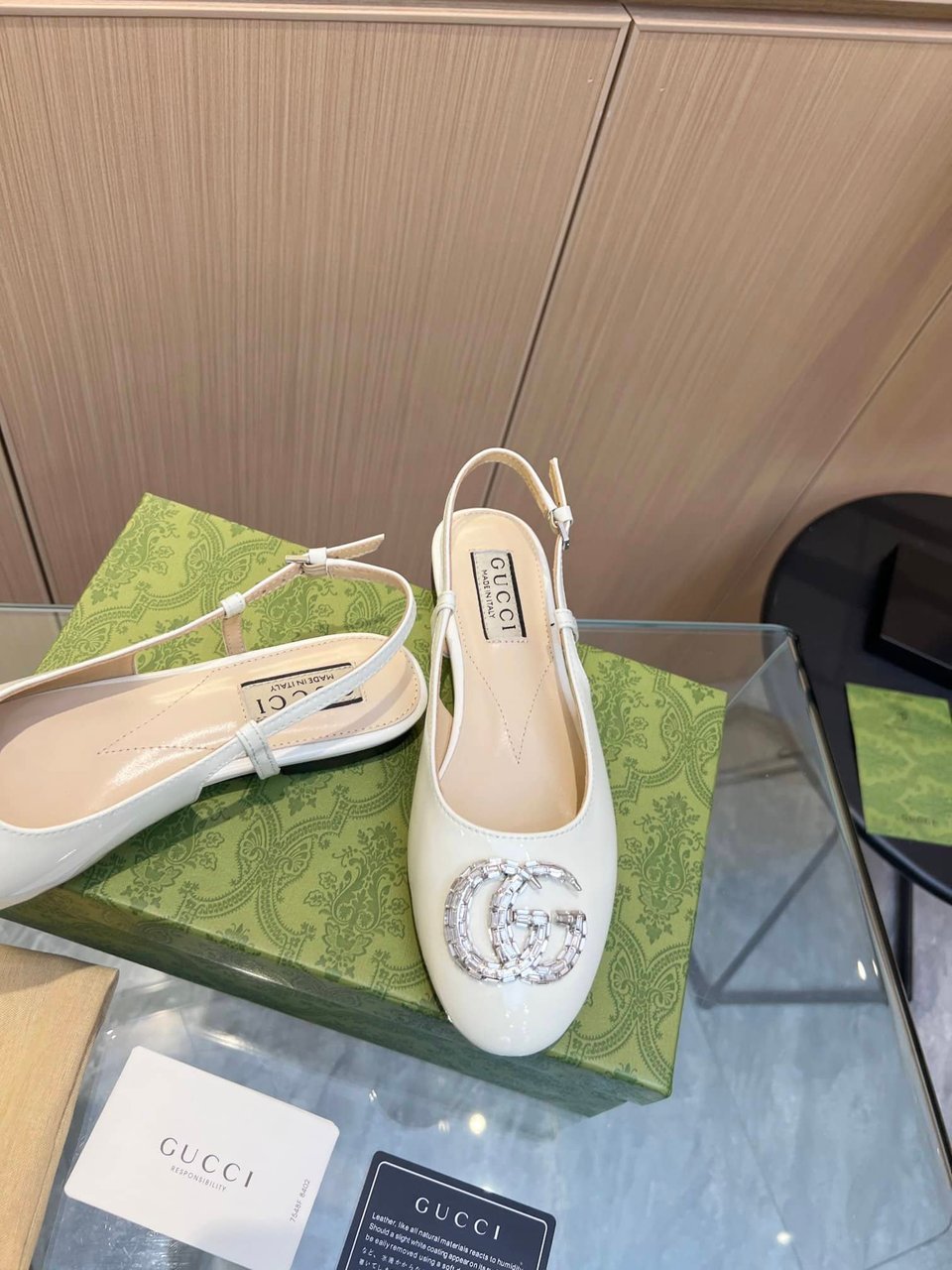 Gucci Gg Crystal Slingback White view 5