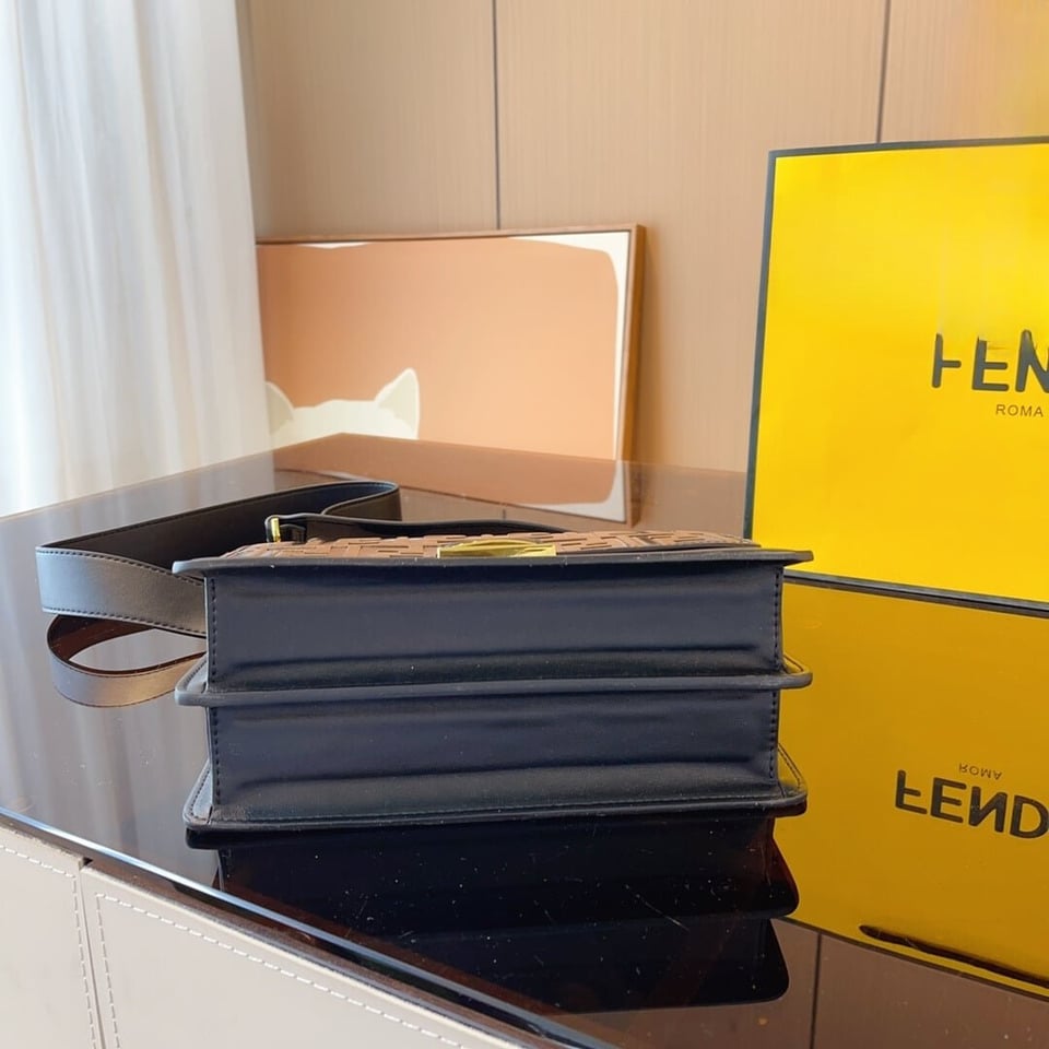 Fendi Kan I Leather Bag Brown 25Cm view 6