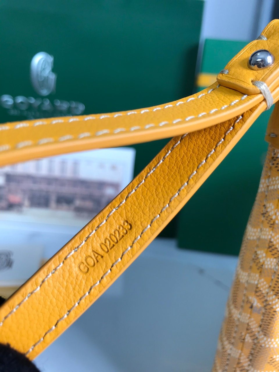 Goyard Conti Pouch 24 Cm Yellow Lambskin And Goyardine Canvas view 5