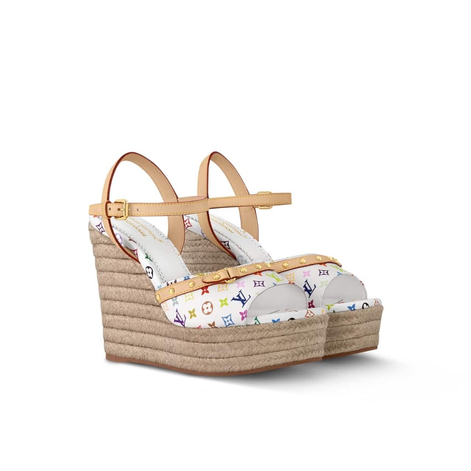 Louis Vuitton X Takashi Murakami Helios Wedge Sandal White 1Agyx0 view 2