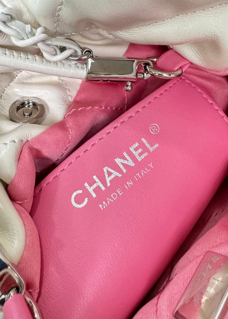 Chanel Hobo Mini 20Cm Pink White Lambskin view 10