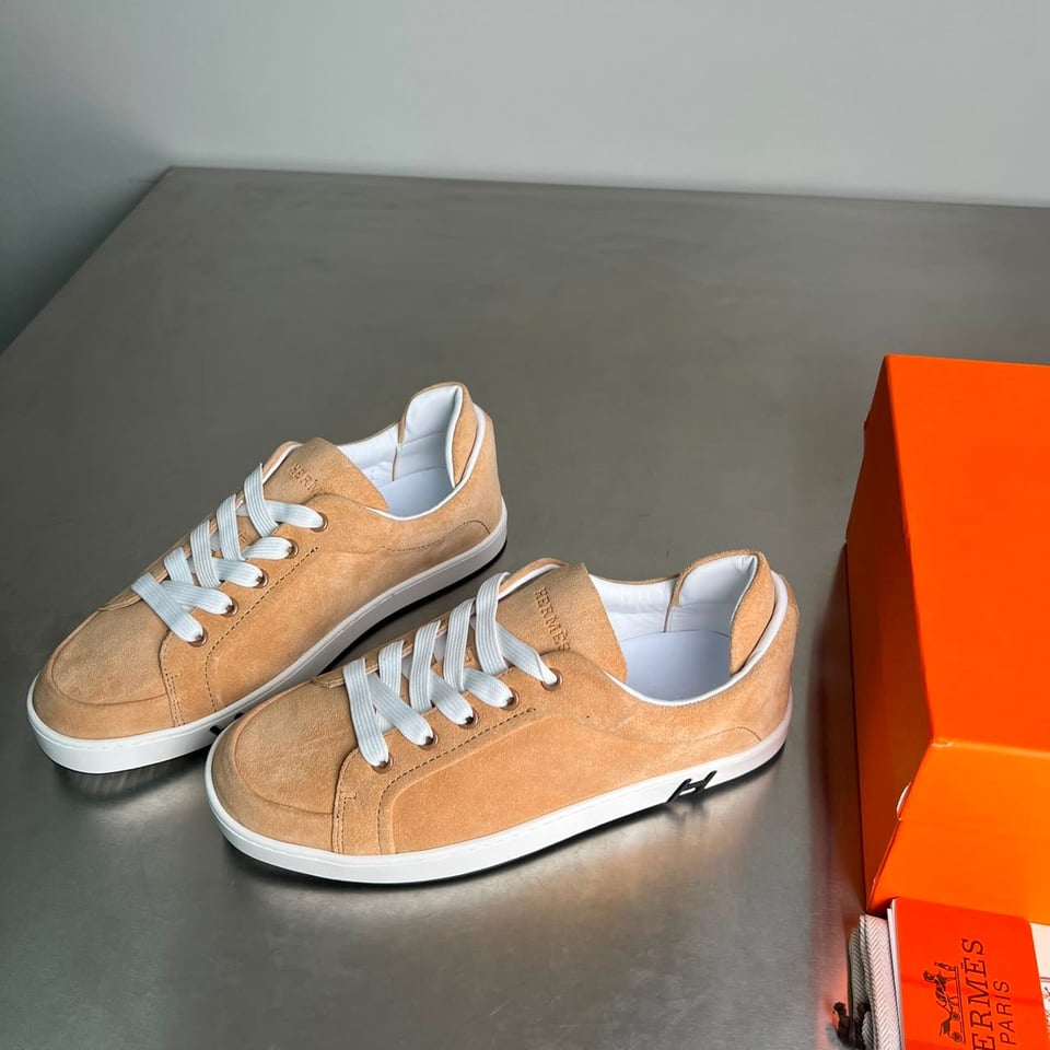 Hermes Kid Sneakers Beige Sable Color Goatskin H251933ZHC9400 view 6
