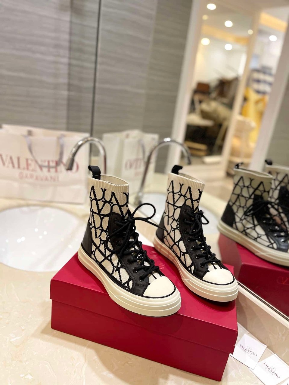 Valentino Garavani Toile Iconographe Socks Sneakers White view 10