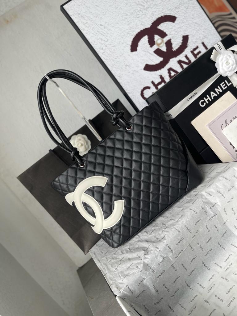Chanel White High Quality Cambon Tote Bag Black view 10