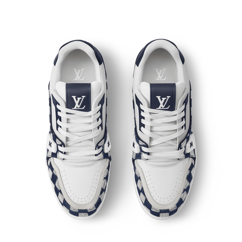 Louis Vuitton LV Trainer Sneaker Damier Denim Blue for Men 1AIKQ9 view 6