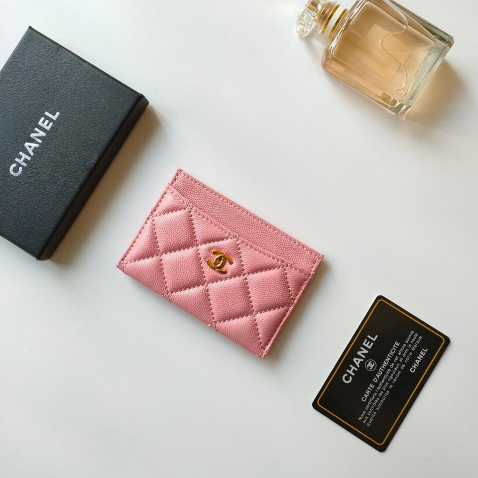 Chanel Card Holder 11.2 Pink Grained Calfskin Gold Icon view 2