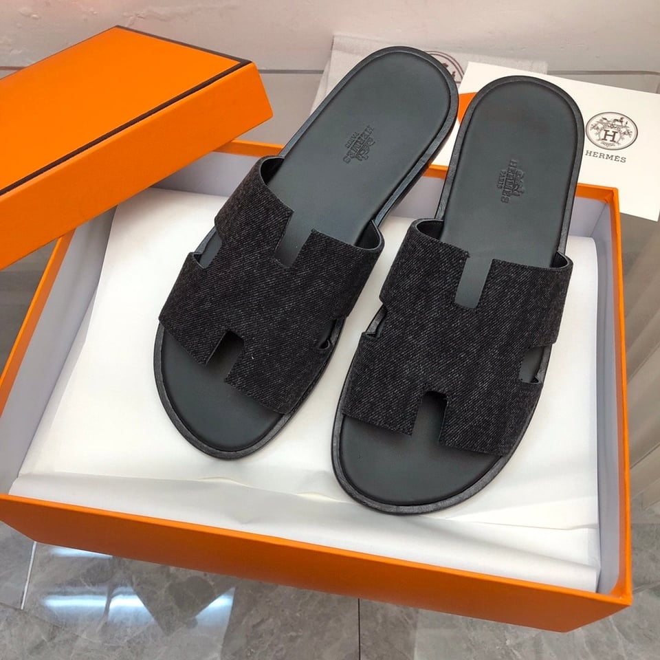 Hermes Izmir Sandal Noir Denim view 9