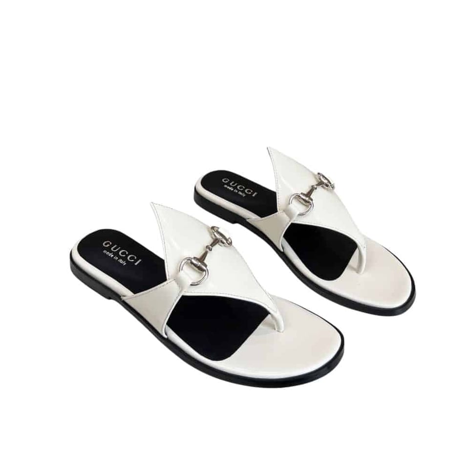 Gucci Women’S Thong Sandal With Horsebit White view 2