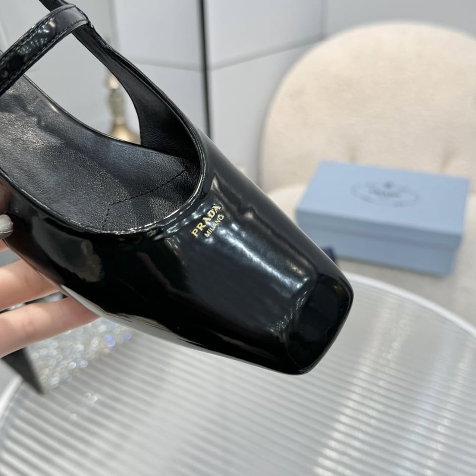 Prada Patent Leather Slingback Ballerinas Black 1F828N 069 F0002 F 015 view 4