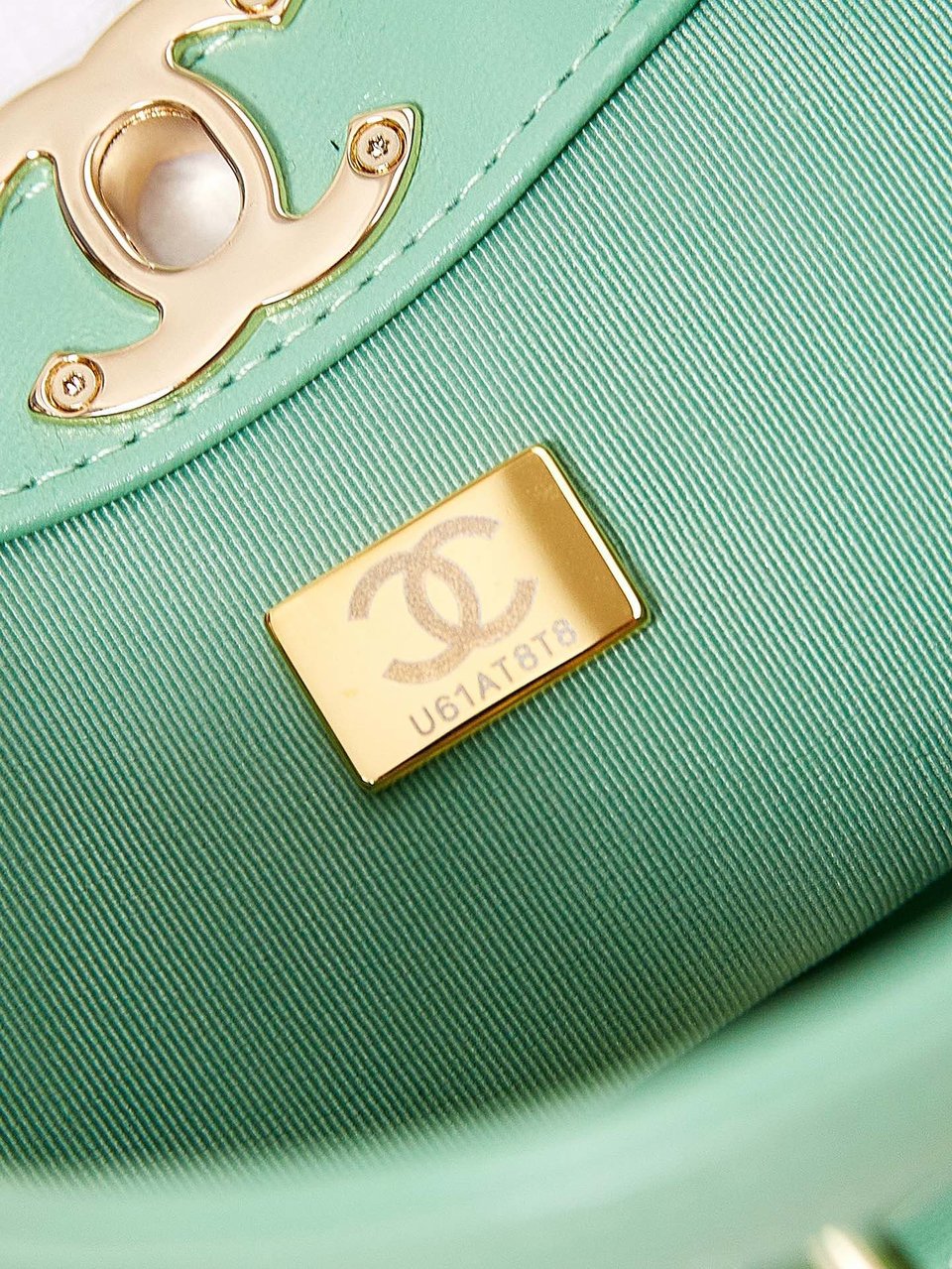 Chanel 24S31 Mini Shopping Bag 22Cm Light Green Lambskin Gold Hardware view 5