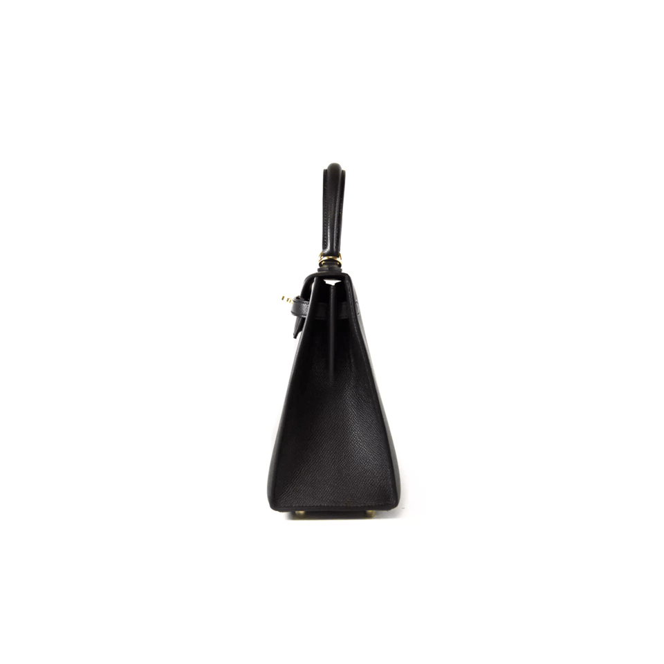 Hermes Kelly 25 Bag In Golden Black Epsom Leather For Women 25cm/10in view 5