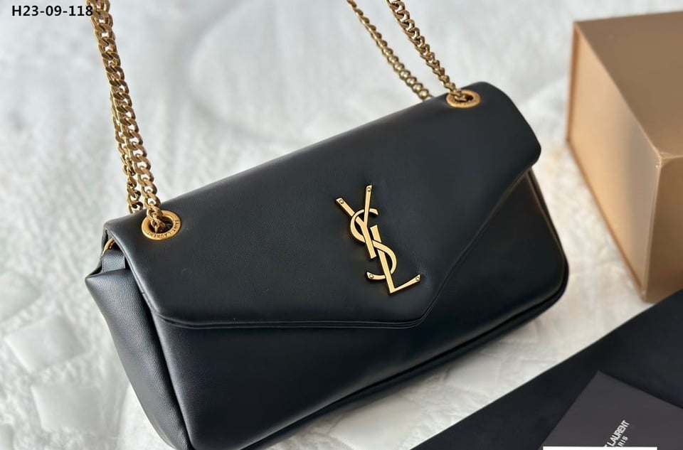 Saint Laurent Calypso Padded Leather Shoulder Bag Black 25Cm view 4