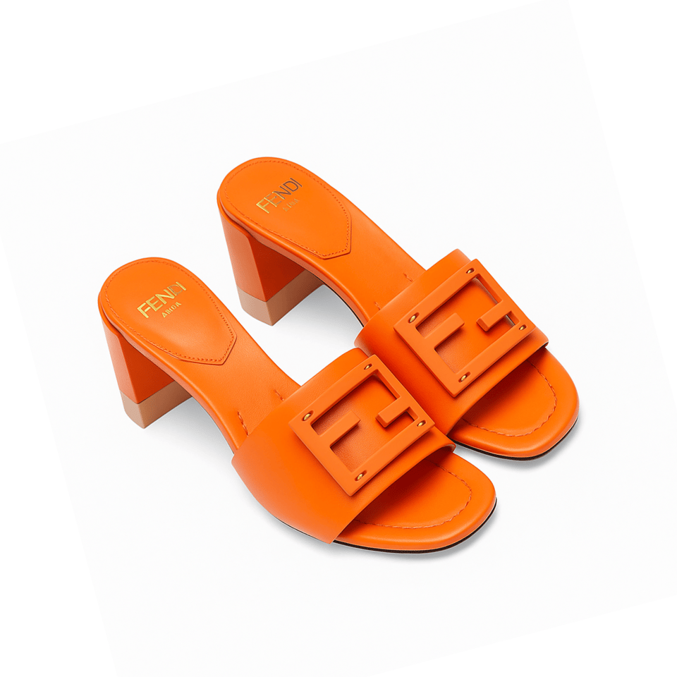 Fendi Signature Leather High Heel Orange view 2