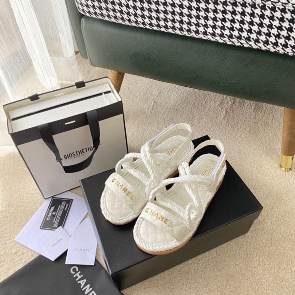 Chanel Rope Sandals Strap White view 3