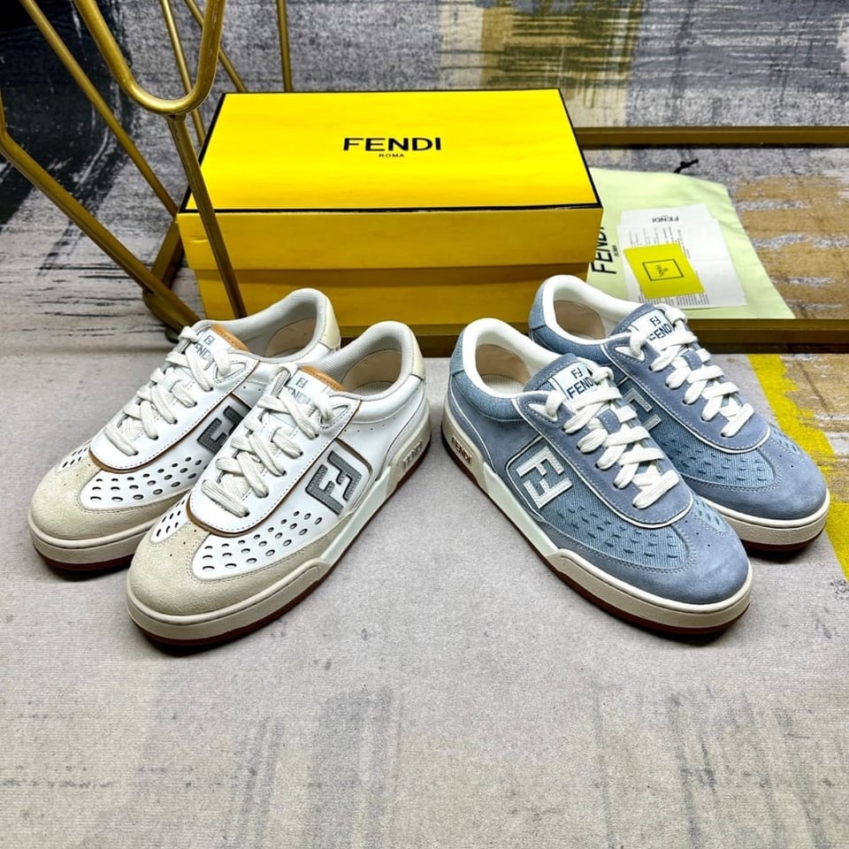 Fendi Match Denim Fabric And Suede Low Tops Light Blue 8E8670Asb3F1Sv1 view 6