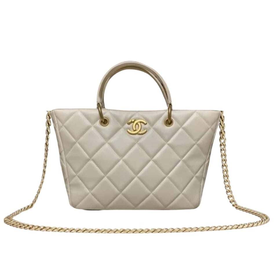 Chanel Small Shopping Bag White 25Cm As4188