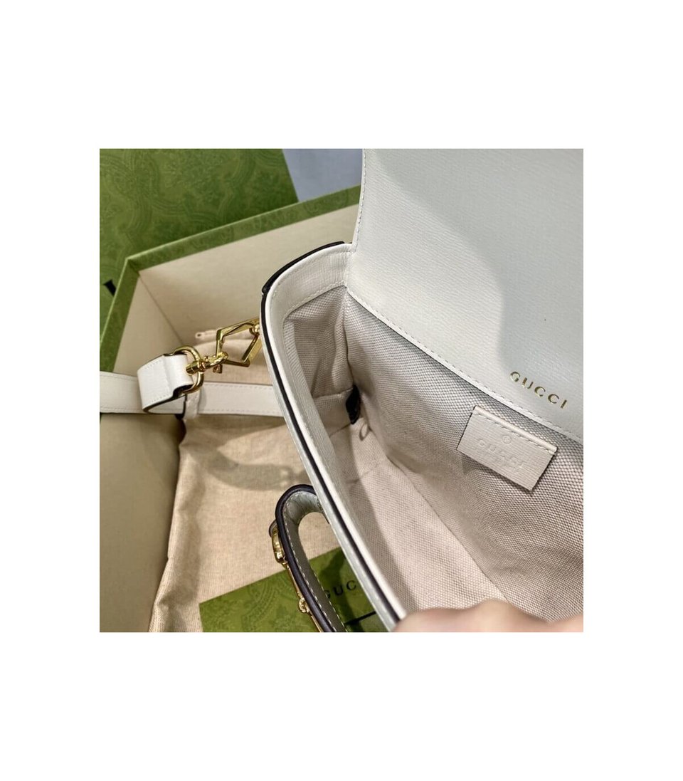 Gucci Horsebit 1955 Mini Bag in GG Supreme White 20.5cm view 13