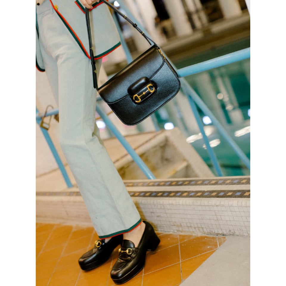 Gucci Horsebit 1955 Shoulder Bag In Black Leather view 6