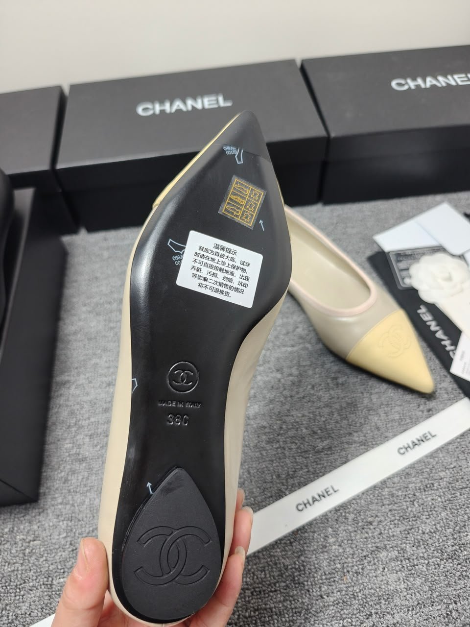 Chanel Ballet Flats In Iridescent Lambskin Light Khaki And Yellow view 5