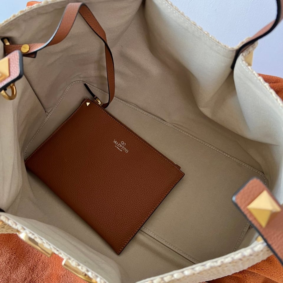Valentino Garavani Summer Woven Natural Brown Leather Tote Bag 35cm/13.8in view 11