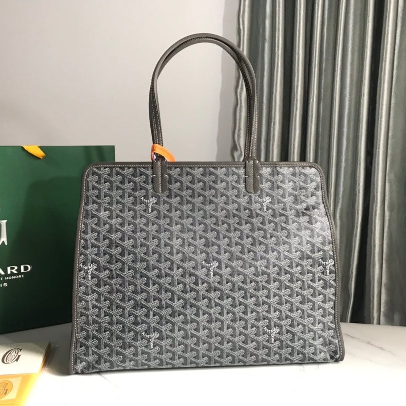 Goyard Hardy Pm Bag 40 Cm Gray Goyardine Canvas And Taurillon Leather Trim view 11