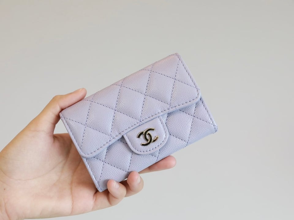 Chanel Flap Card Holder 11.3 Light Purple Grained Calfskin Gold Icon view 2