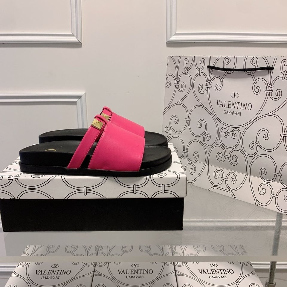 Valentino Rockstud Pink Slide Sandals view 9