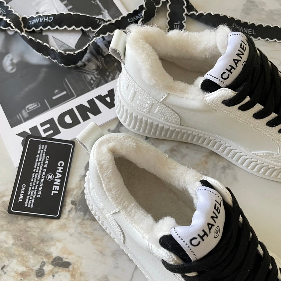 Chanel Winter Fur Sneakers White view 7