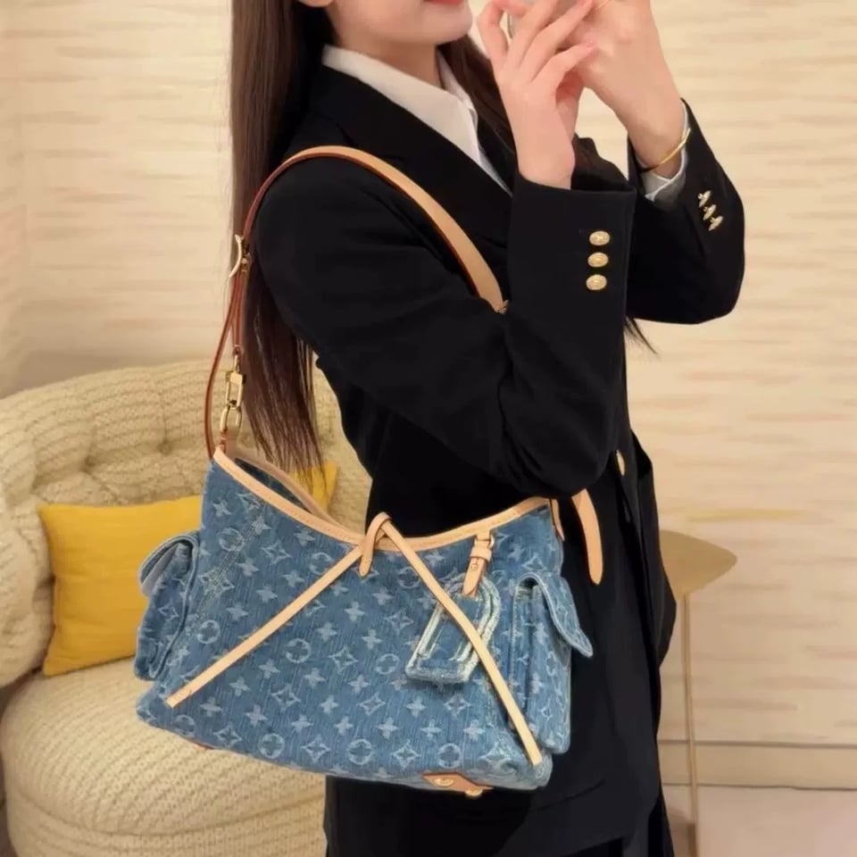 Louis Vuitton Carryall Cargo PM Bag Blue Denim 33.5cm M28287 view 11