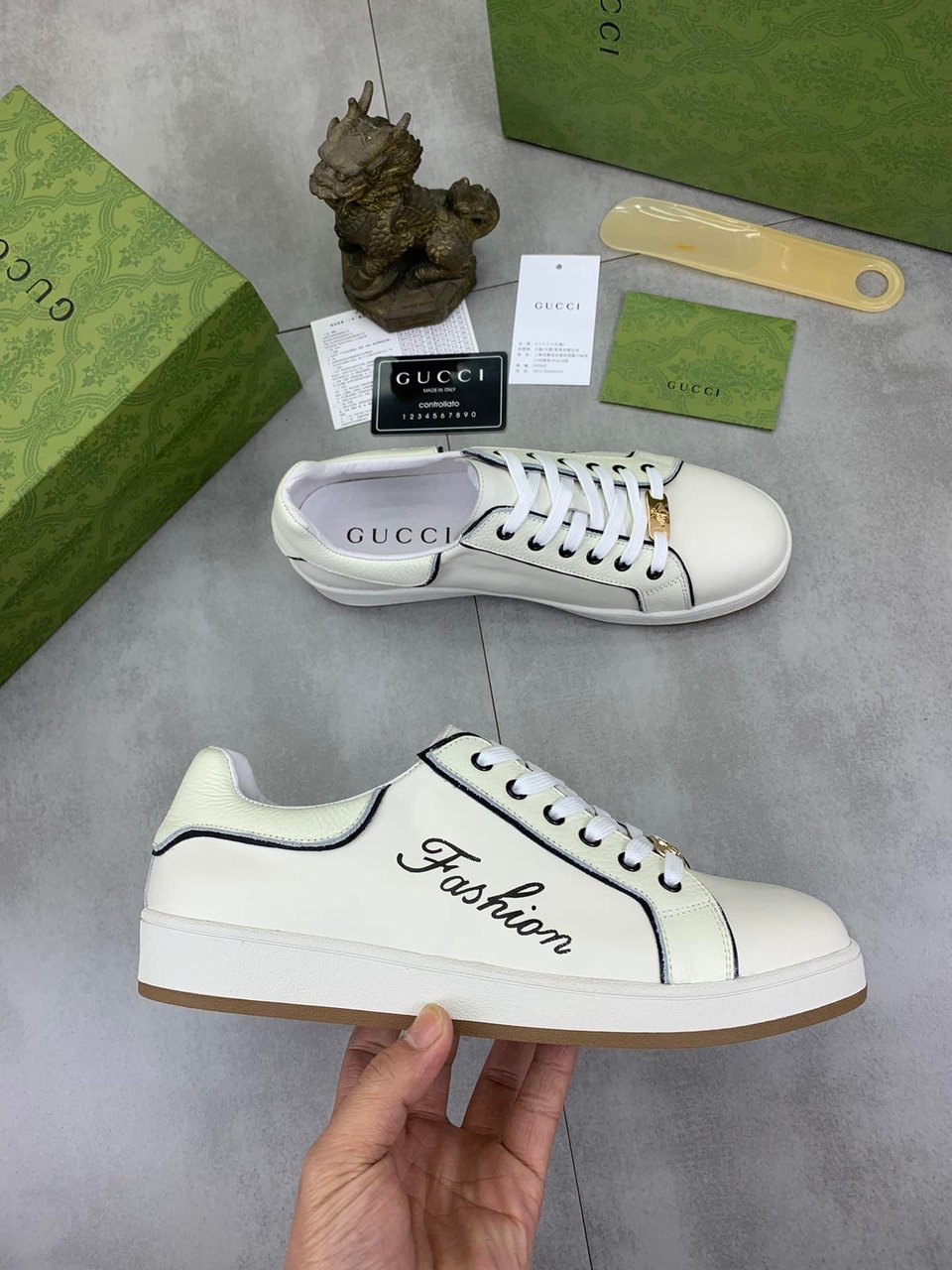 Gucci Classic Fashion Sneaker With Edge White view 9