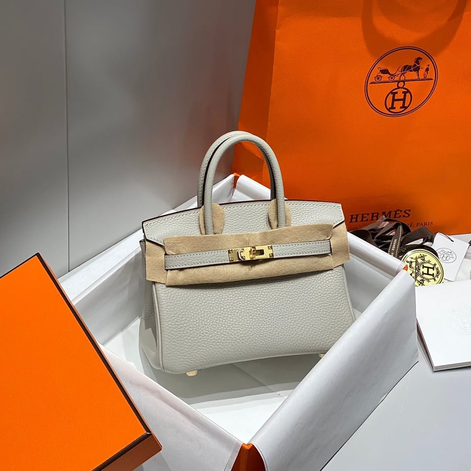 Hermes Birkin 20Cm Pearl Gray Togo Leather Gold Hardware view 9