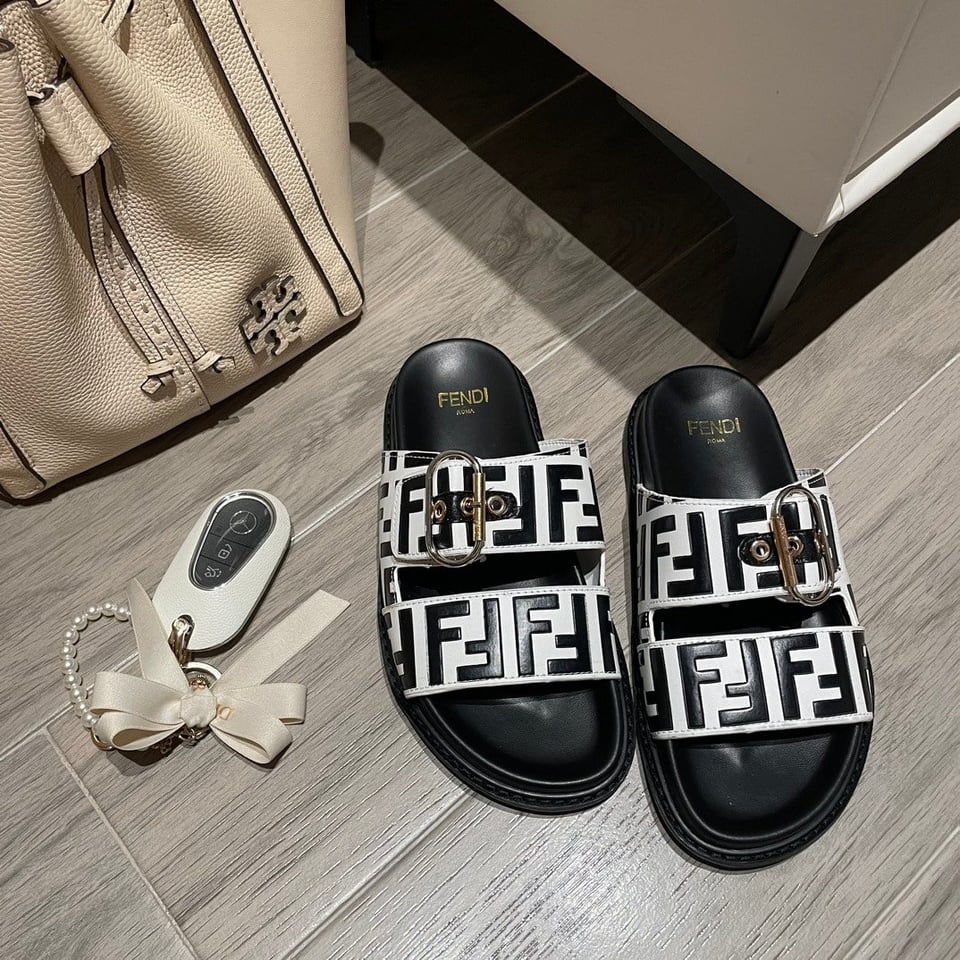 Fendi Ff Double Band Slide Black view 11