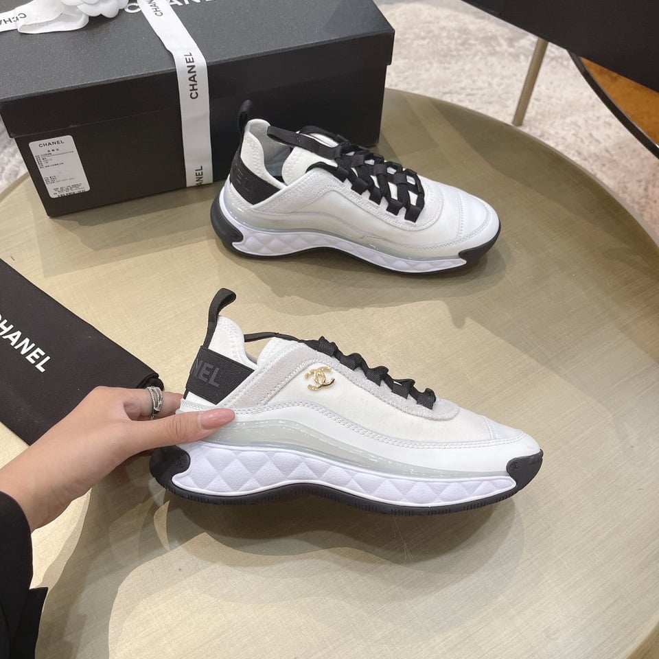 Chanel CC Runner Sneakers White/Black view 3
