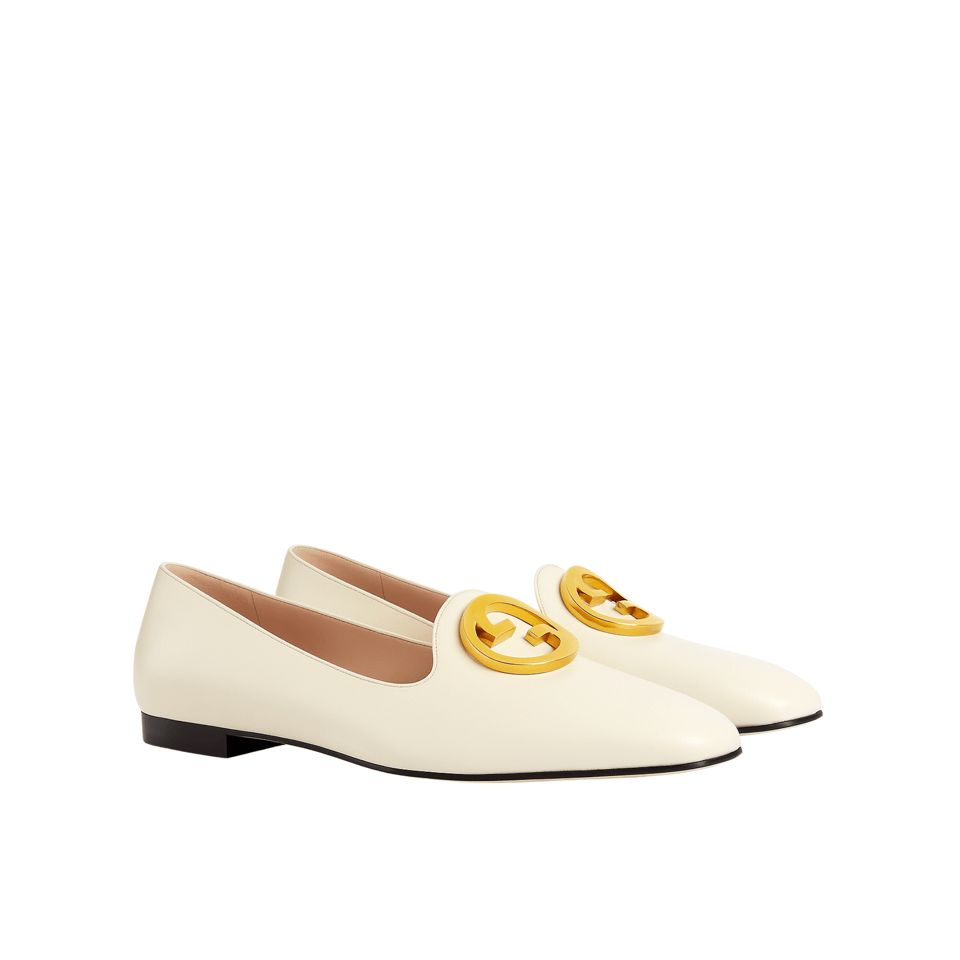 Gucci Logo Plaque Loafers White 723395 C9D00 9022 view 2