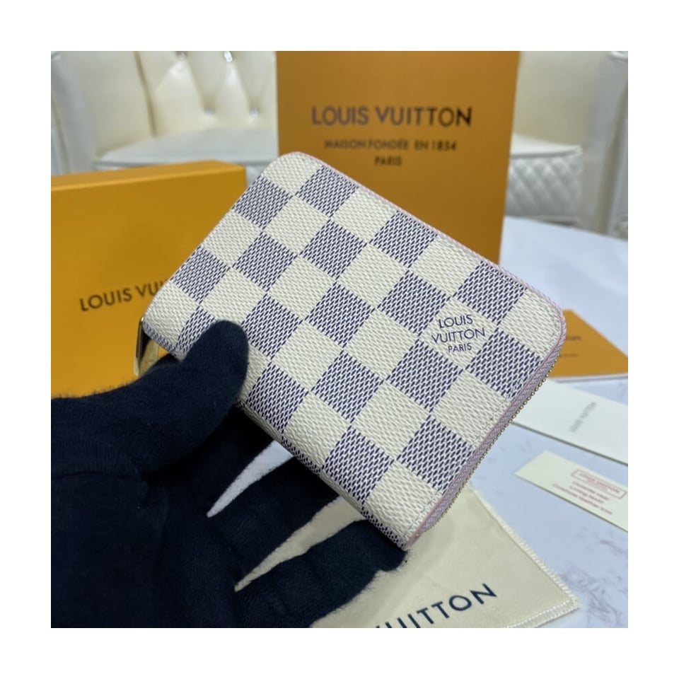 Louis Vuitton Damier Azur Zippy Coin Purse Pink view 3