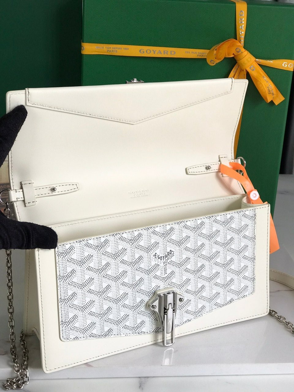 Goyard Duchesse Marie-Caroline Bag 25cm White Goyardine Canvas And Smooth Calfskin view 4