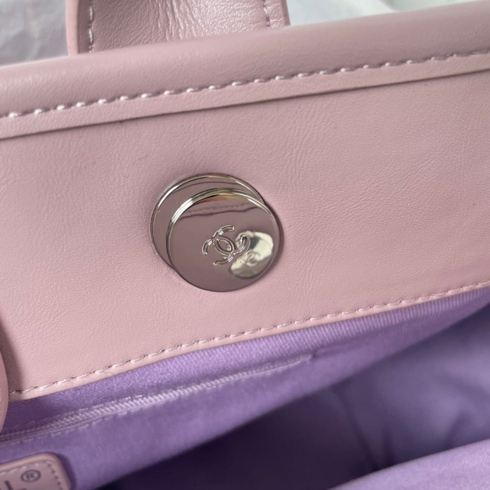 Chanel Shopping Bag 34Cm Pink Purple Calfskin Silver Hardware view 4