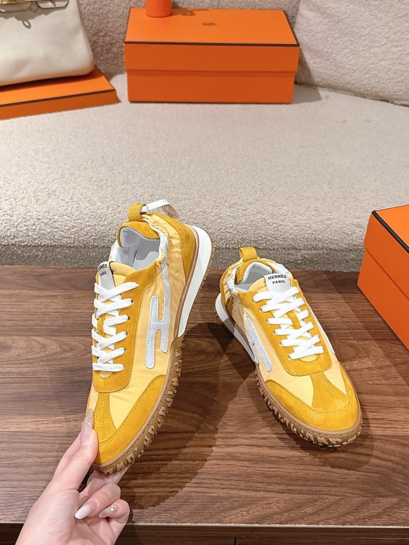 Hermes Sneakers Sesame Yellow / White Color Goatskin H252013Z view 4