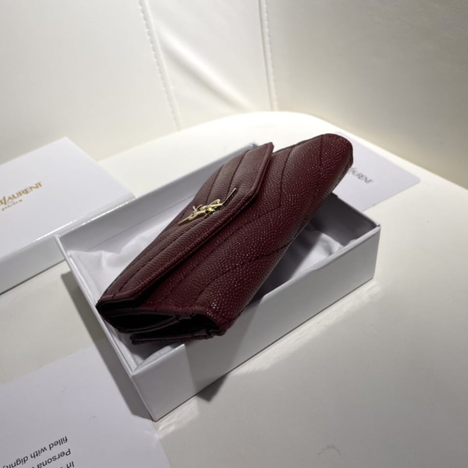 Saint Laurent Cassandre Matelasse Small Envelope Wallet In Grain De Poudre Leather 11Cm view 6