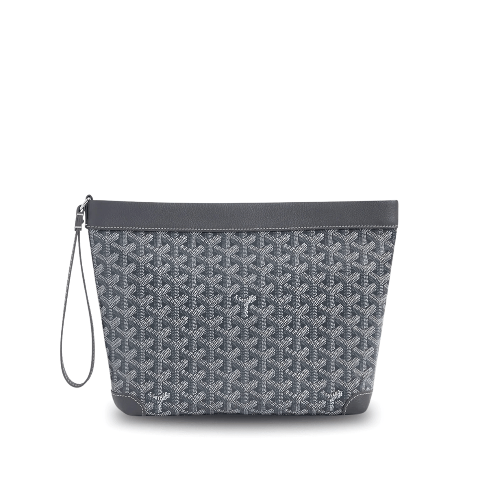 Goyard Conti Pouch 24 Cm Grey Black Lambskin And Goyardine Canvas view 2