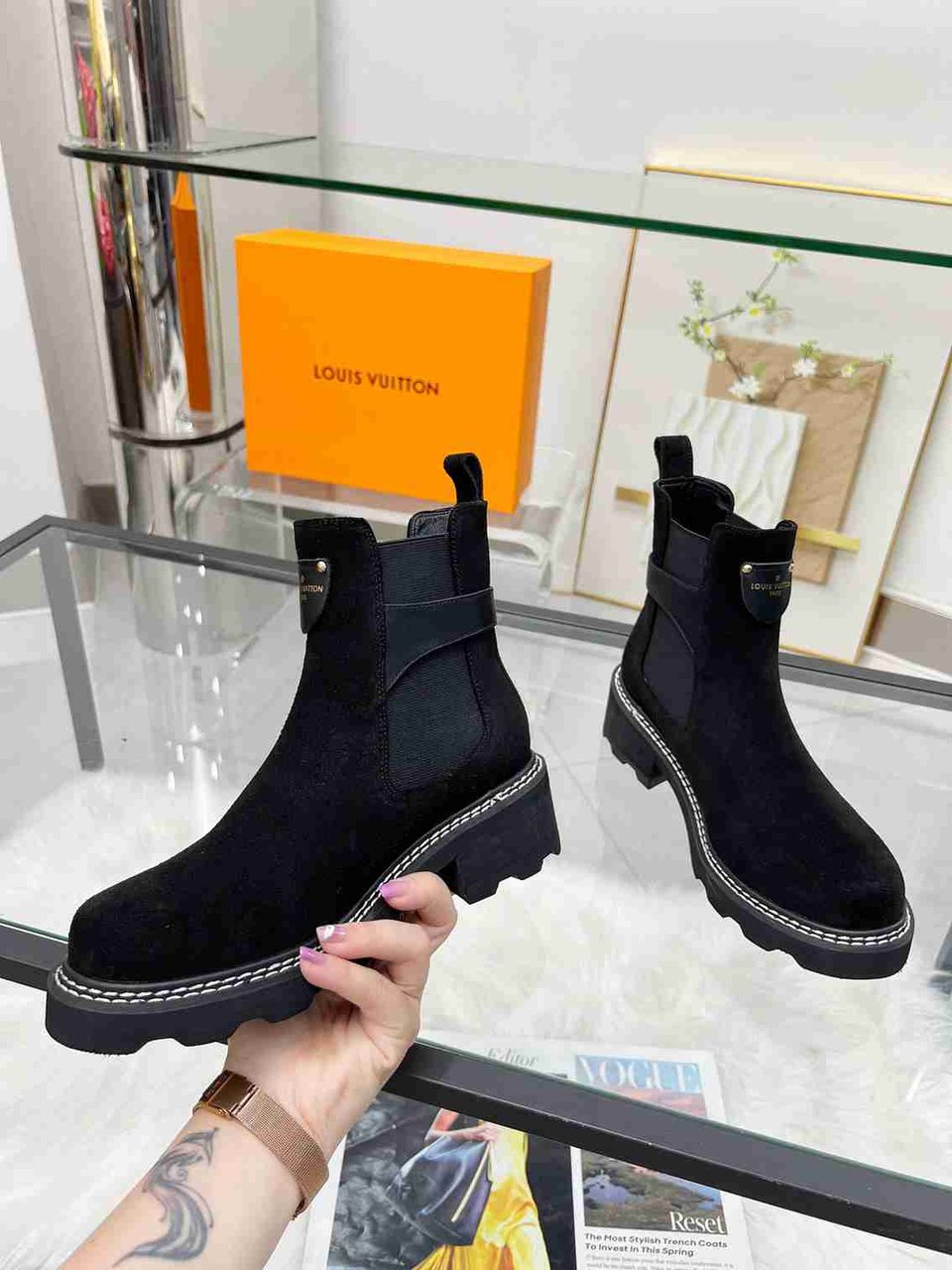 Louis Vuitton Lv Beaubourg Ankle Boot Suede In Black 1Ackcj view 3