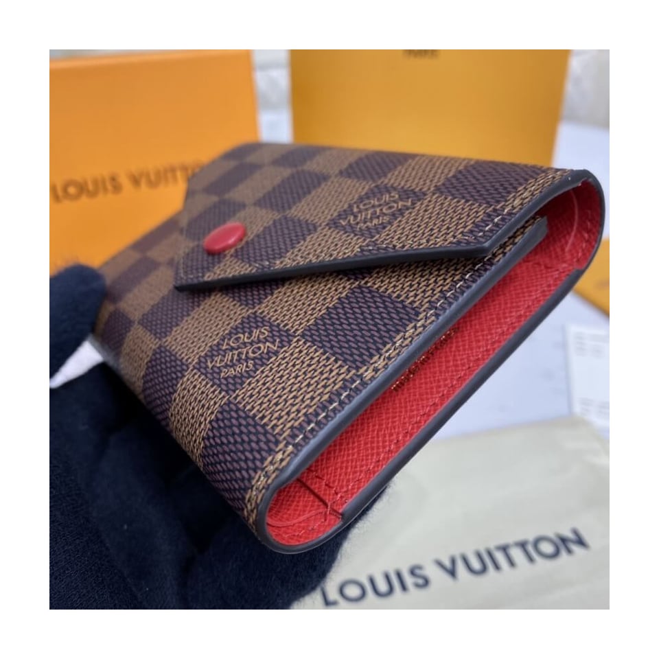 Louis Vuitton Damier Ebene Victorine Wallet Red view 5