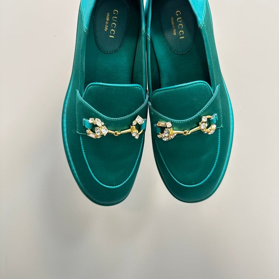 Gucci Women’S Horsebit Loafer With Crystals Blue view 4