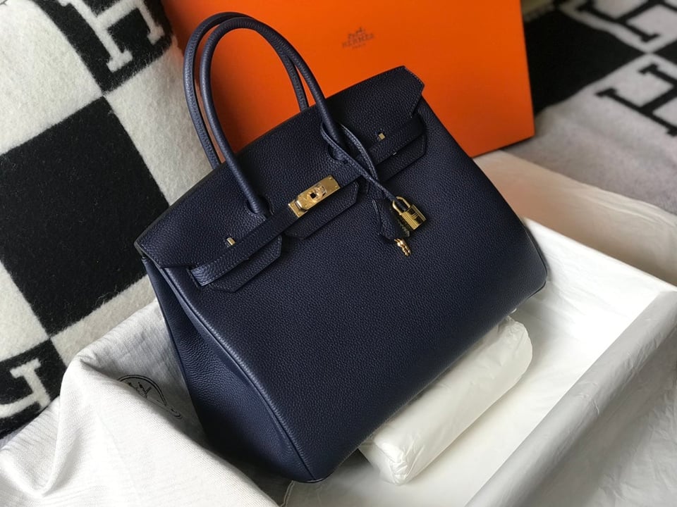 Hermes Birkin 35Cm Bag Navy Togo Gold Hardware view 3